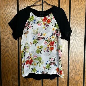 Floral Print Black and White Women's Top